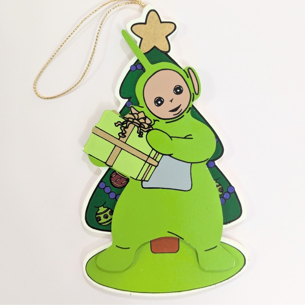 Vtg Teletubbies Dipsy Green Wooden Christmas Ornament 1999 Kurt Adler NEW